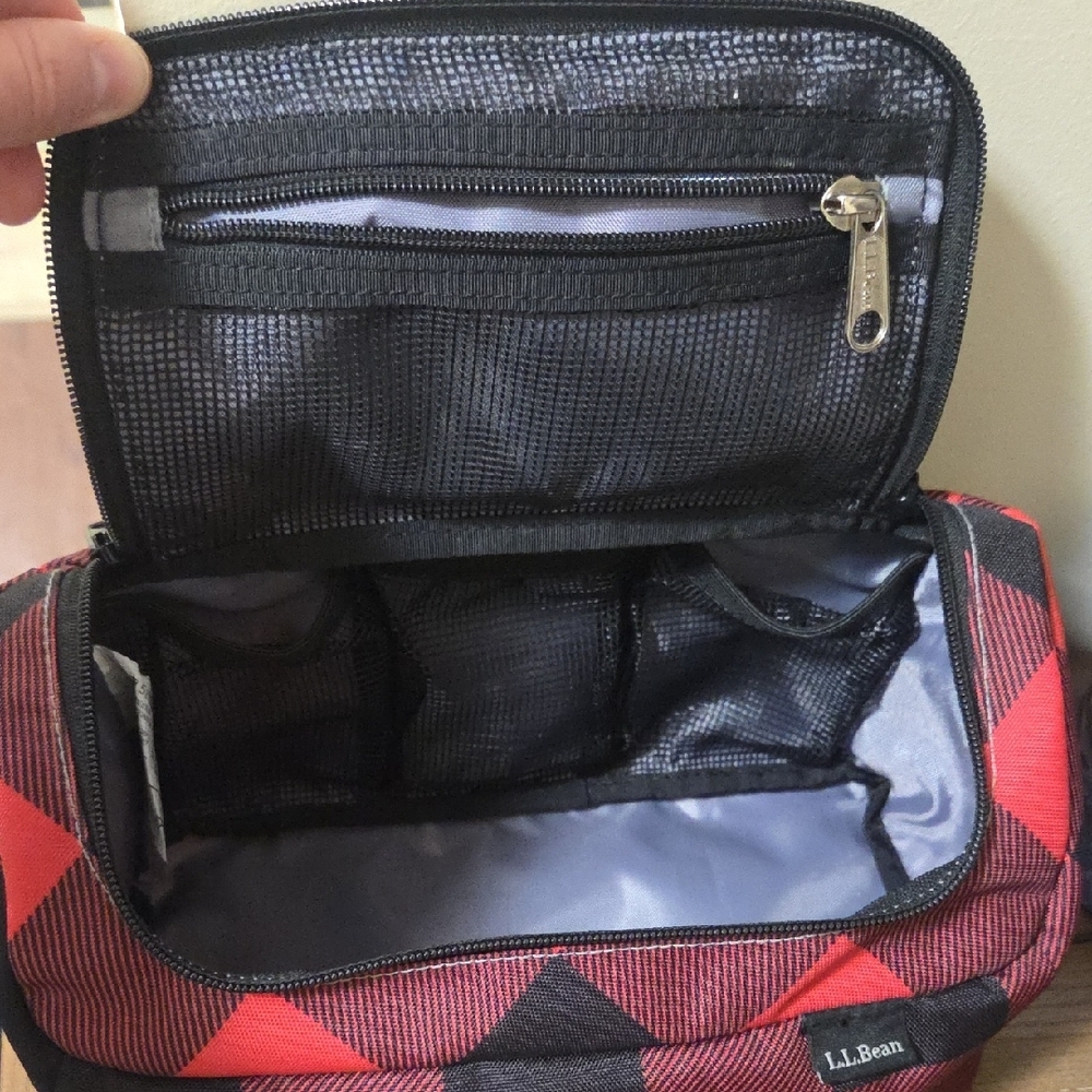 L.L. Bean Red and Black Buffalo Check Toiletry Bag - Picture 2 of 8